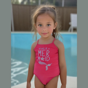 Wonder Nation Girl's Size M (7-8) Pink Always Be A Mermaid One Piece Swim Suit